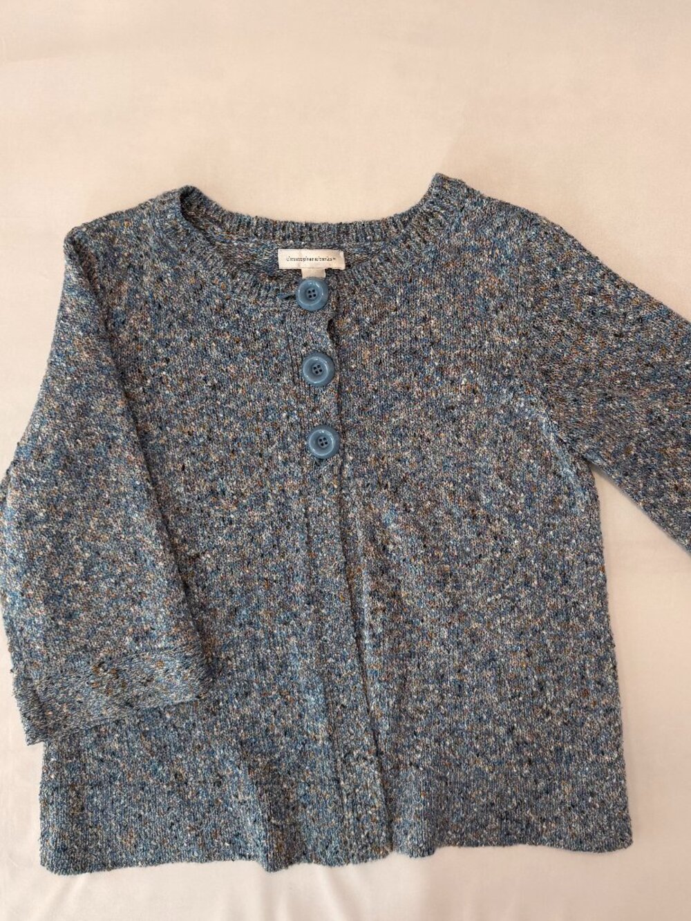 Christopher & Banks Size M Blue Multicolor Marled Knit Cardigan Sweater